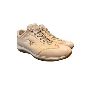 Prada Sport white/beige Leather And Nylon Low Top Sneakers Size EU 40 US 9‎